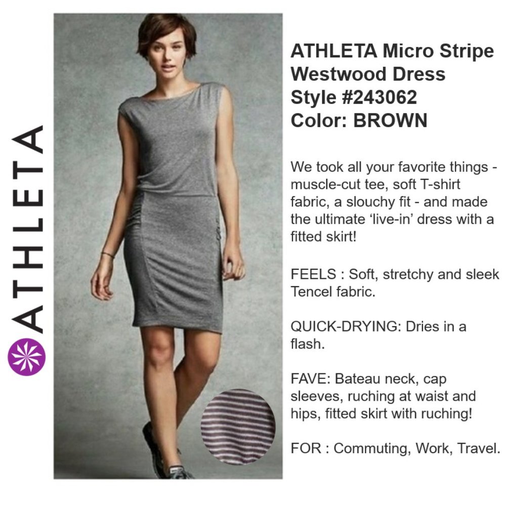 KEEPING Athleta Micro Stripe Westwood Dress Style# 243062 - Picture 1 of 16